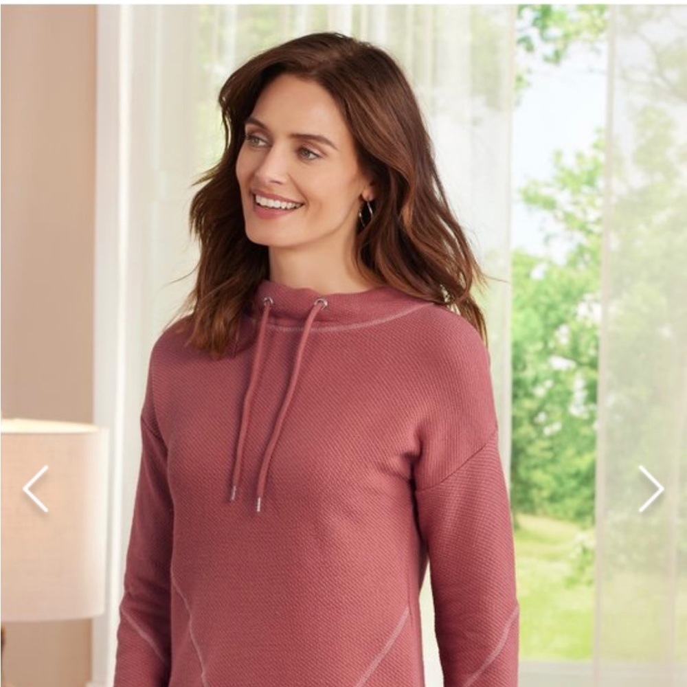 Soft Surroundings Comfy Danika Top in Withered Rose - waffle knit